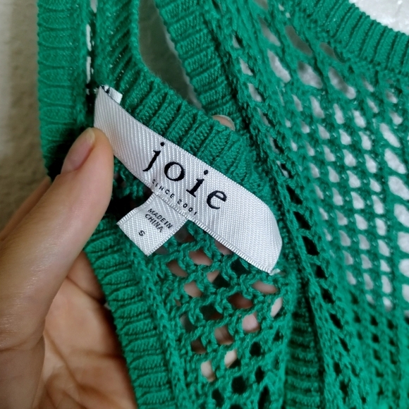 Joie Normandy Open-Knit Cotton Midi Dress Green Sz S - Picture 6 of 10